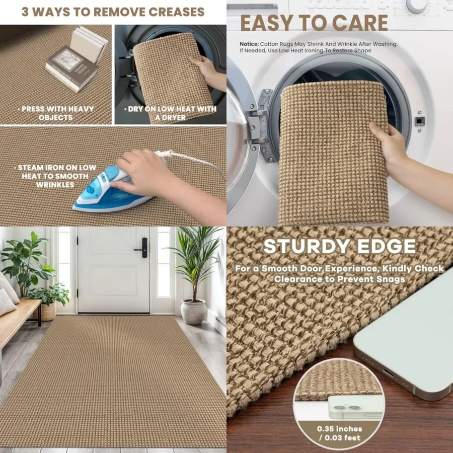 

Woven Area Rug 4x6 Feet Washable Rugs for Entryway Non Slip Braided Throw Rugs Bedroom Carpet Cotton Entry Rug Cotton Floor Car