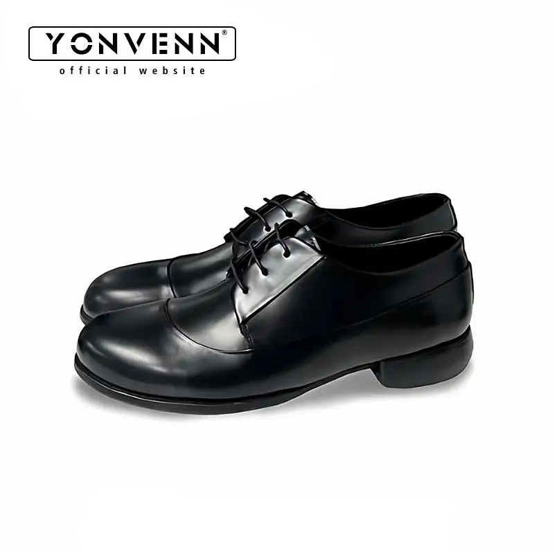 

Streamlined business style derby shoes men's black lace up commuting leather shoes elegant Oxford shoes formal dress shoes