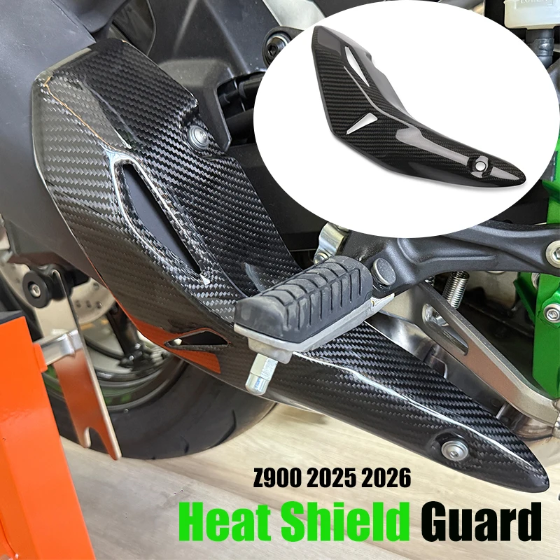 

For Z900 Z 900 2025 2026 Motorcycle Exhaust Mid Link Pipe Carbon Fiber Heat Shield Cover Guard Anti-Scalding Shell