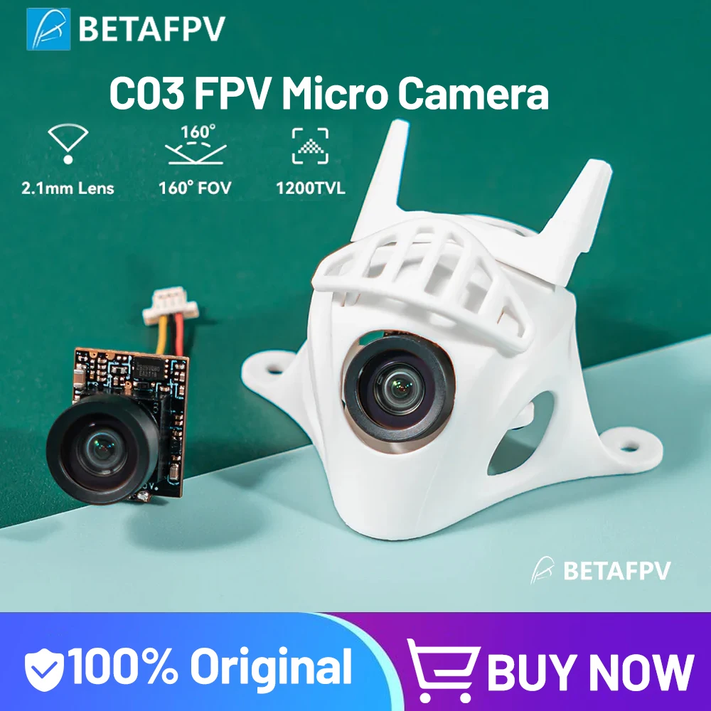 

BETAFPV FPV Микрокамера C03 1200TVL с глобальным WDR 2,1 мм 1/3 "CMOS-сенсором FOV 160 ° для M03 5.8G VTX для дронов серии Meteor