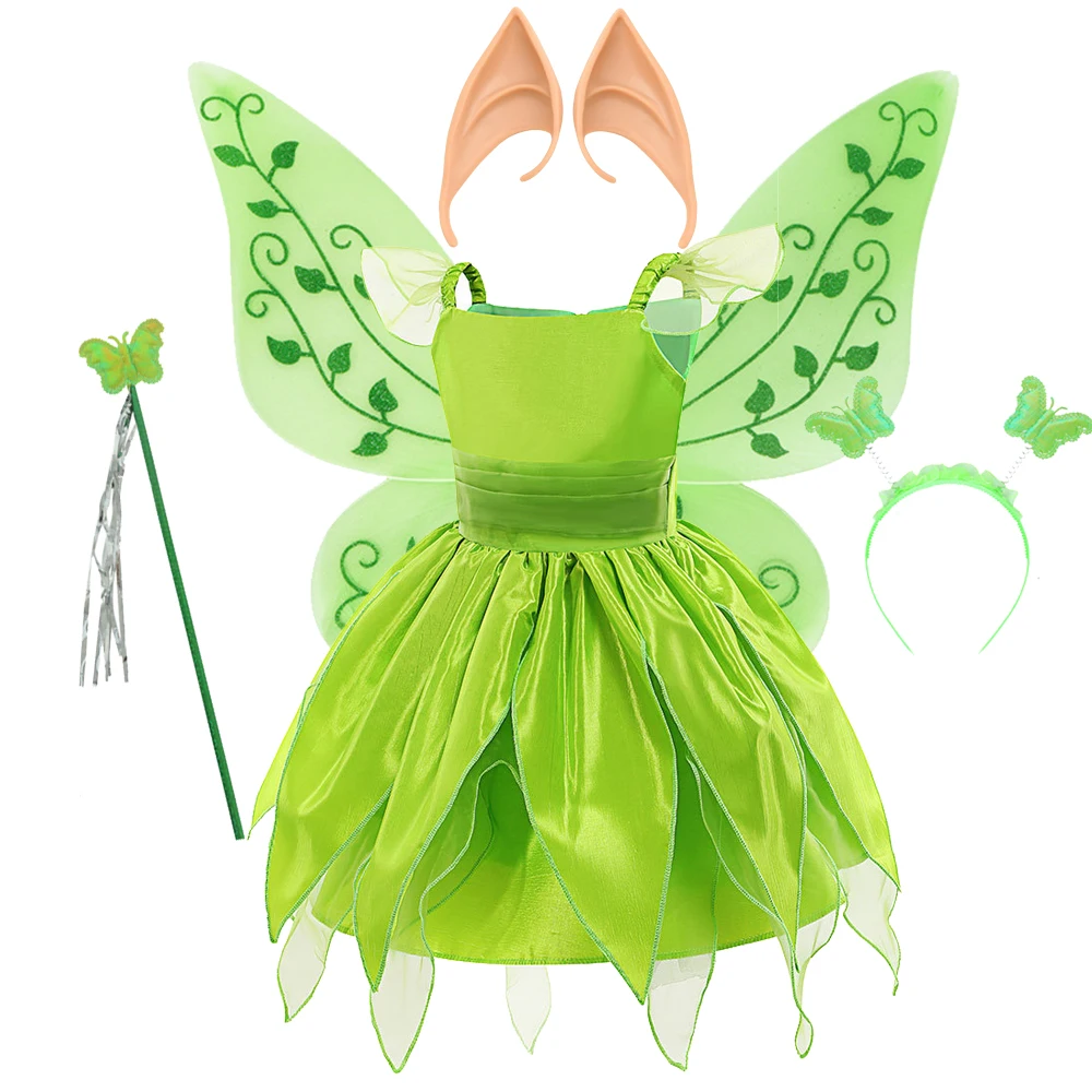 Mädchen Feen-Kostümkleid Halloween-Kostüme Grüne Festliche Sommerkleider Prinzessinnen-Cosplay Karneval-Party 3 4 5 6 7 8 Jahre – Detail 9