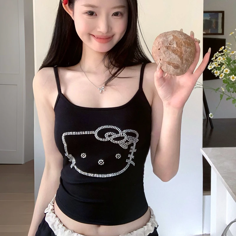 

Sanrio Hello Kitty Women Crop Tops Sexy Camisole Seamless Sports Tank Top Cartoon Girl Underwear Padded Bra Bralette Vest Gifts