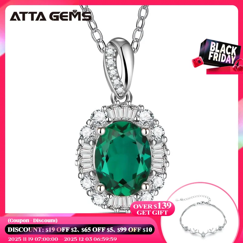 

1.0 Carat Emerald Pendant Necklace for Women 925 Sterling Silver Jewelry Green Gemstone Necklace Anniversary Party Jewelry Gifts