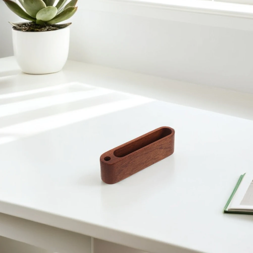 

2 Pcs Solid Wood Business Card Holder Display Stand Case Clip Pen Beech Desk Dispenser Office