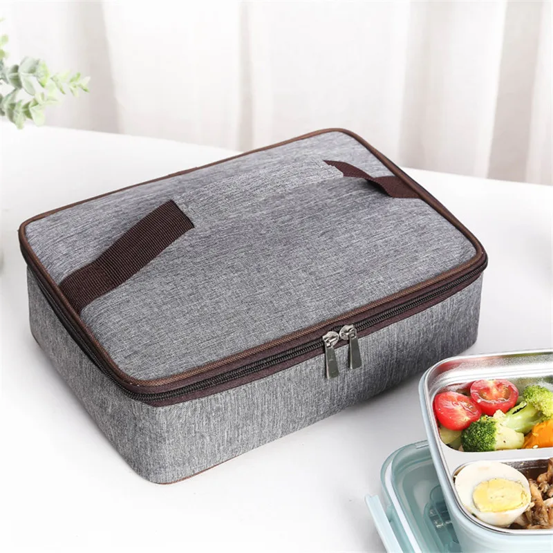 Bolsa de almuerzo portátil de tela Oxford Rectangular, gran capacidad, Picnic, Bento, aislamiento térmico de alimentos, bolsa refrigeradora, contenedor de almacenamiento