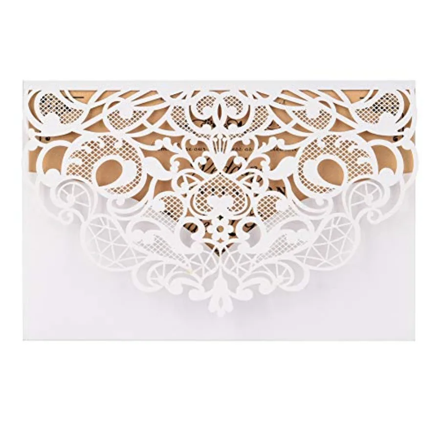 

Laser Cut Wedding Invitation Cards Set w/Envelopes and Inserts and Seals for Wedding Bridal Shower Graduation Birthday Party En