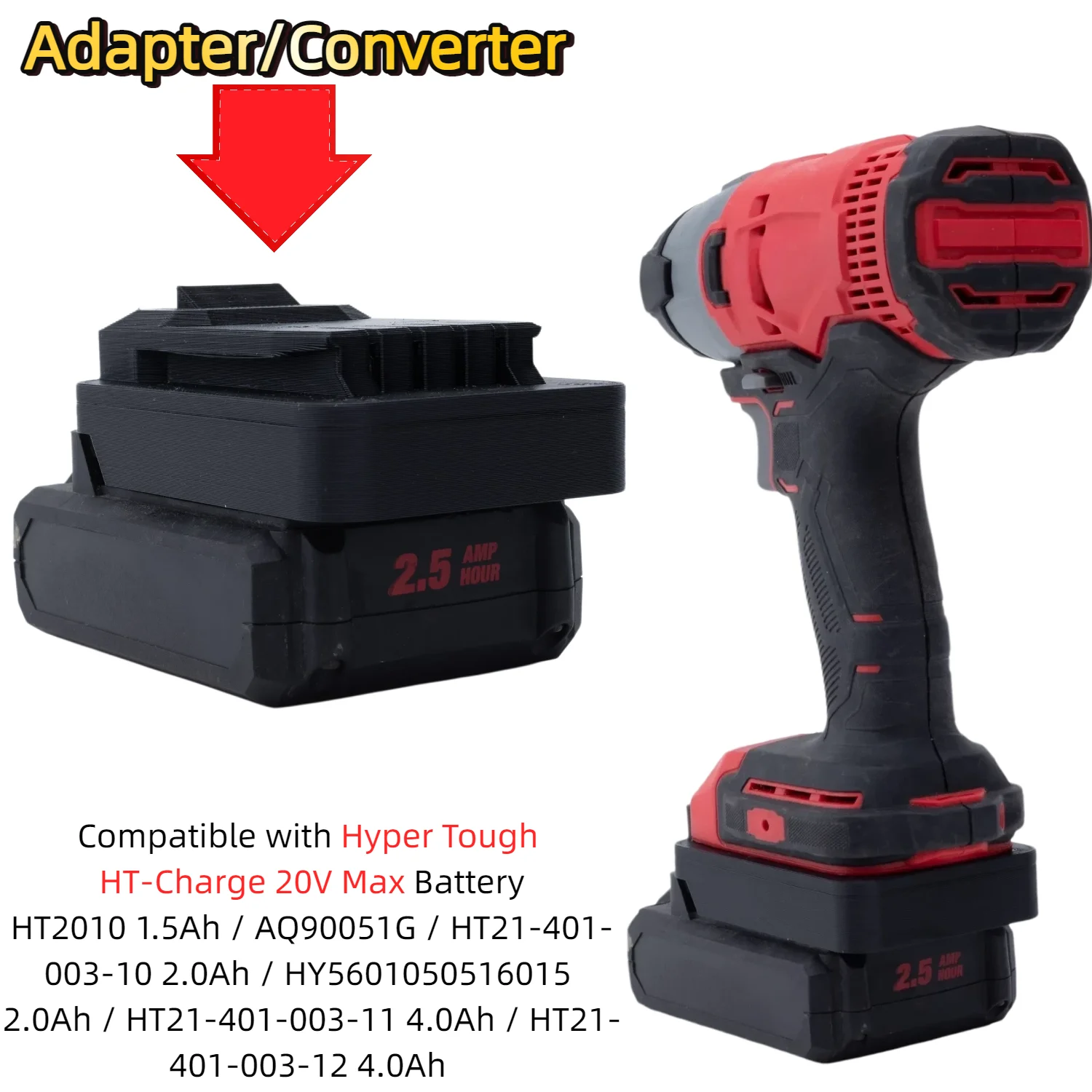 Battery Adapter/Converter for Hyper Tough HT‑Charge 20V Max Series Battery To Craftsman V20 20V MAX Power Tools(Only Adapter)