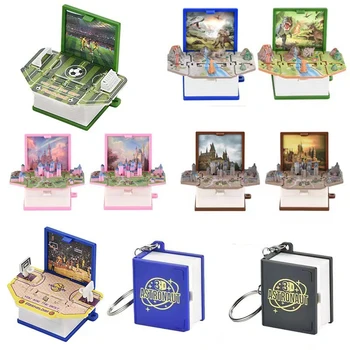 سلسلة مفاتيح ديناصور ثلاثية الأبعاد قابلة للطي ، كتاب لغز صغير ، رائد فضاء ، لعبة قلعة إبداعية لتخفيف الضغط