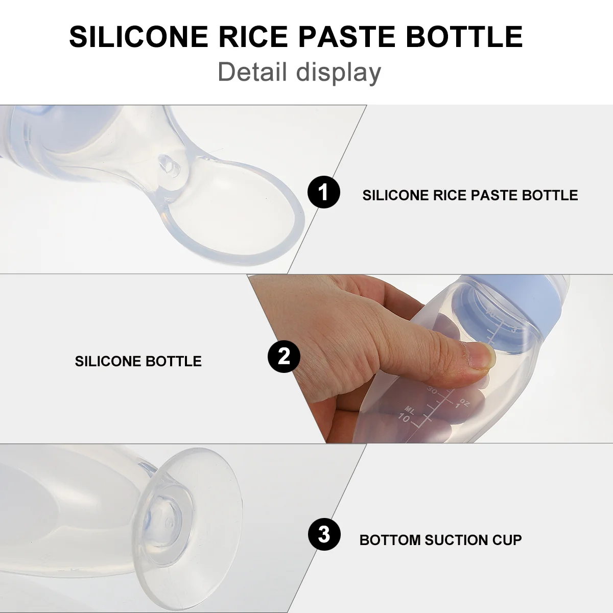 1 قطعة زجاجة معجون الأرز سيليكون ضغط المغذية للطفل الحبوب الفاكهة هريس الخضار الهريس الوليد زجاجة تستخدم في الرضاعة لينة