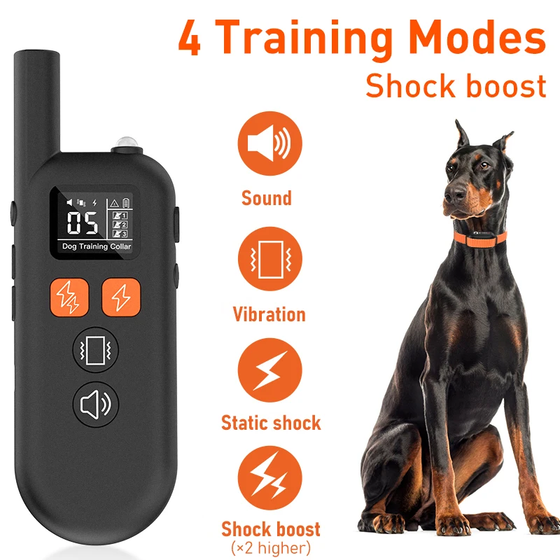 Remote Dog Training Collar 1000M Range 3-Dog Expandable Boost Static Stimulation IPX7 Waterproof Rechargeable Night Light
