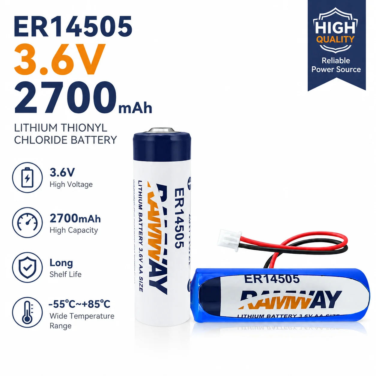 ER14505 3.6V 2700mAh Lithium Thionyl Chloride Battery For PLC Servo Absolute Value Encoder CNC Machine Tool Patrol Stick Locato