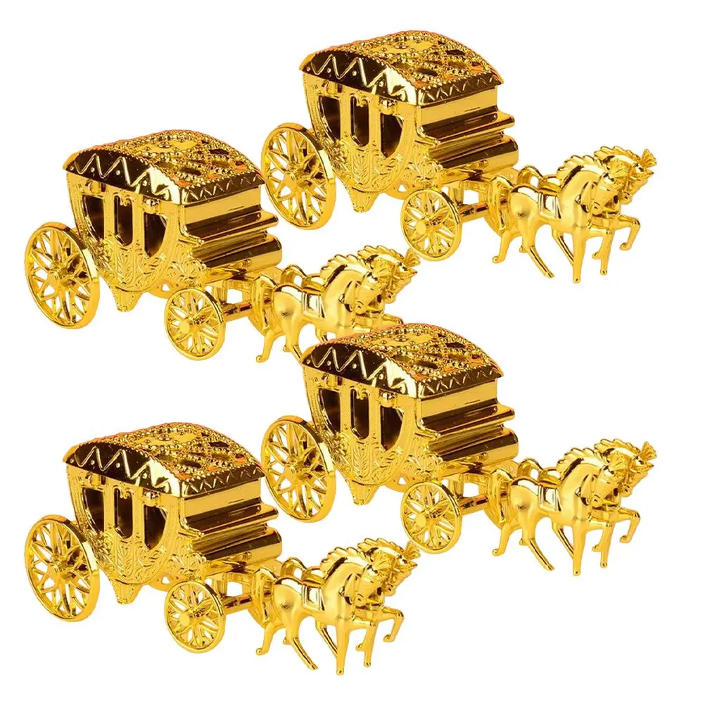 

4 Pcs Royal Carriage Candy Boxes Electroplated Craftsmanship Halloween Christmas Party Favors Wedding Decorations Gift