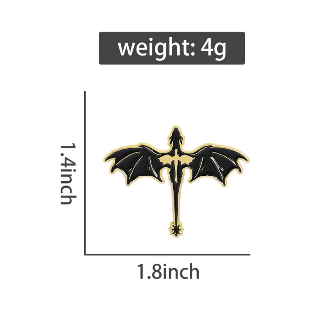 Black Dragon Enamel Pins Fantasy Fourth Pterosaur Brooch Clothing Accessories Metal Badge To Send Friends Fashion Jewelry Gift