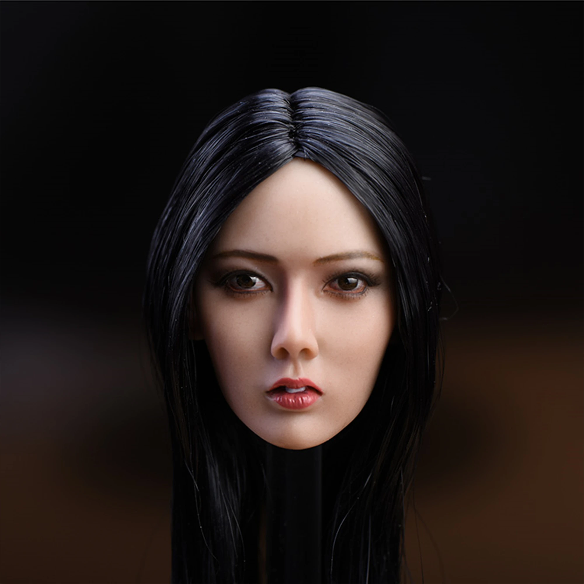 YMTOYS 1/6 Xiu 1.0 Black Straight Hair Head Scupt Fit 12'' Suntan TBLeague Phicen JIAOU Action Figure