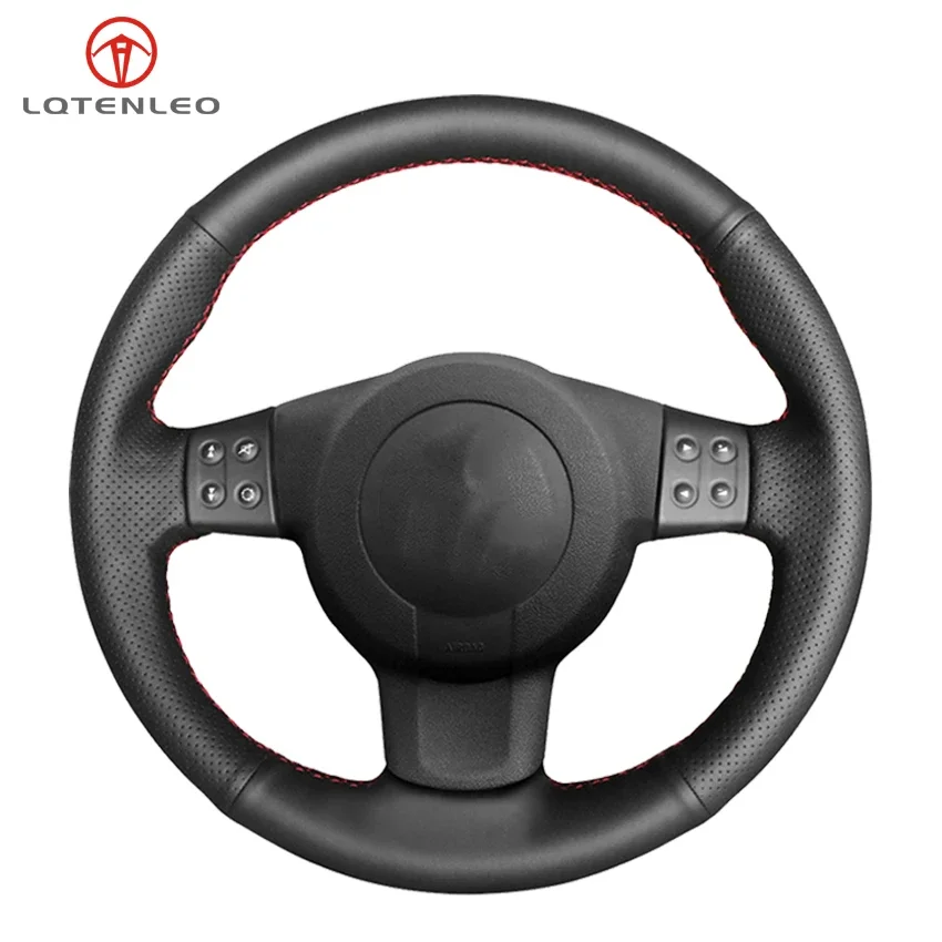 LQTENLEO Black Artificial Leather Car Steering Wheel Cover For Seat Ibiza 6L leon MK2 leon Sport Altea Toledo 2005-2009