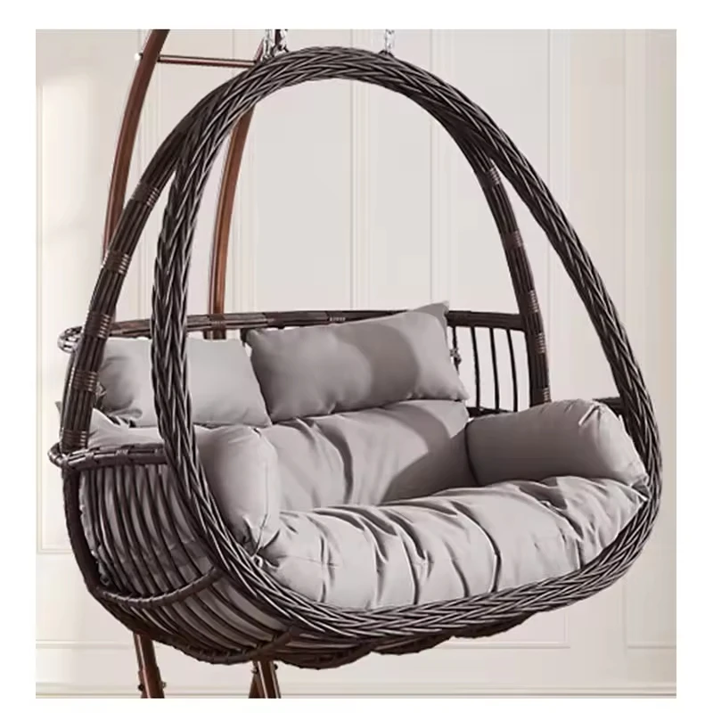 xx-Modern Iron Hanging Swing Chair with Waterproof Cushion for Outdoor Use in Park Gym School Double Hanging Design^