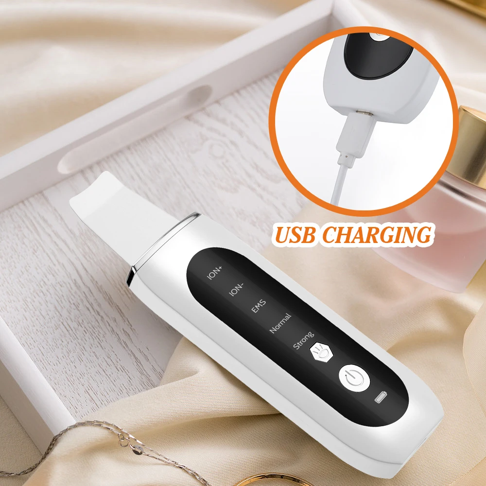 Purificador ultrassônico da pele, 5 modos, led, luz vermelha e azul, ems, face lift, removedor de cravo, acne, limpeza dos poros, máquina de descascar, pá