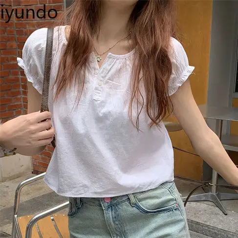 

Women's Summer Unique Puff Sleeve Ruffle Blouse - Niche Design Chic Short Sleeve Top Trendy Floral Print Shirt