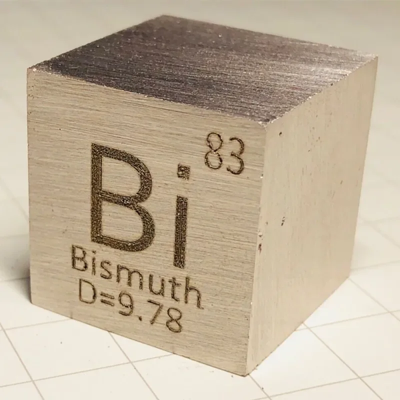 1'' Bismuth Cube Made Of 99.99% Pure Bi Metal With Double-sided Lettering