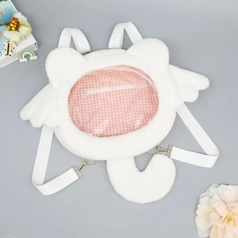 

652F Plush Cartoon Backpack Japanese Styles Backpack School Backpack Lovely Itabag Backpack for Pin Display