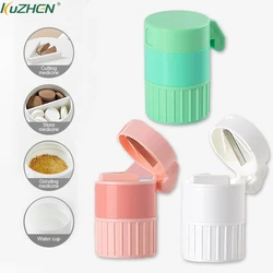 Multifunction 4In1 Portable 4 Layer Powder Tablet Grinder Pill Cutter Medicine Splitter Box Storage Crusher Travel Pill Case 1PC