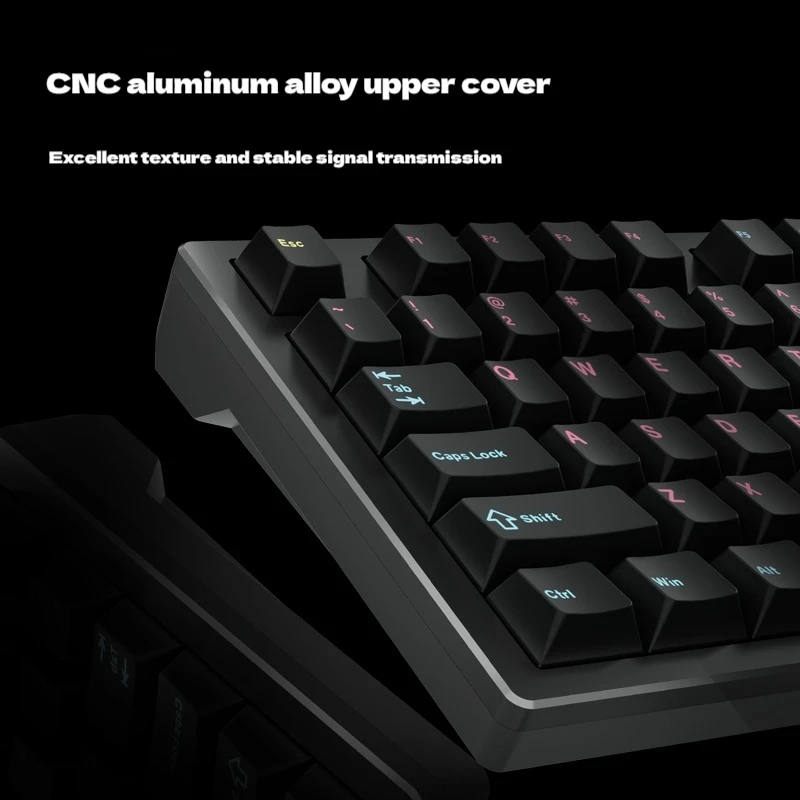 ATK V100 Mechanical Keyboard Three Mode Connection Half Aluminum Large Array Low Latency Ergonomic Design RGB Gaming Keyboard