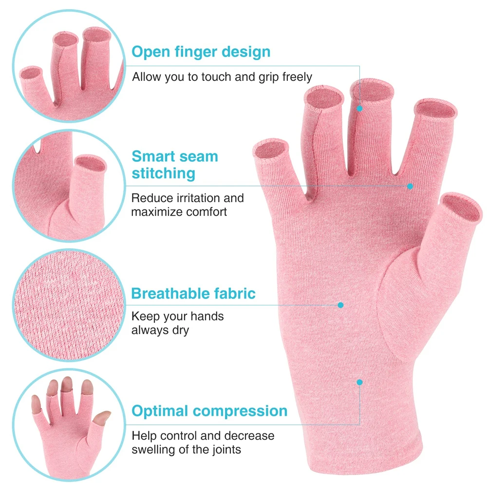 1 Pair Arthritis Gloves Women Men, RSI, Carpal Tunnel, Tendonitis, Fingerless Hand Thumb Compression Gloves for Computer Typing