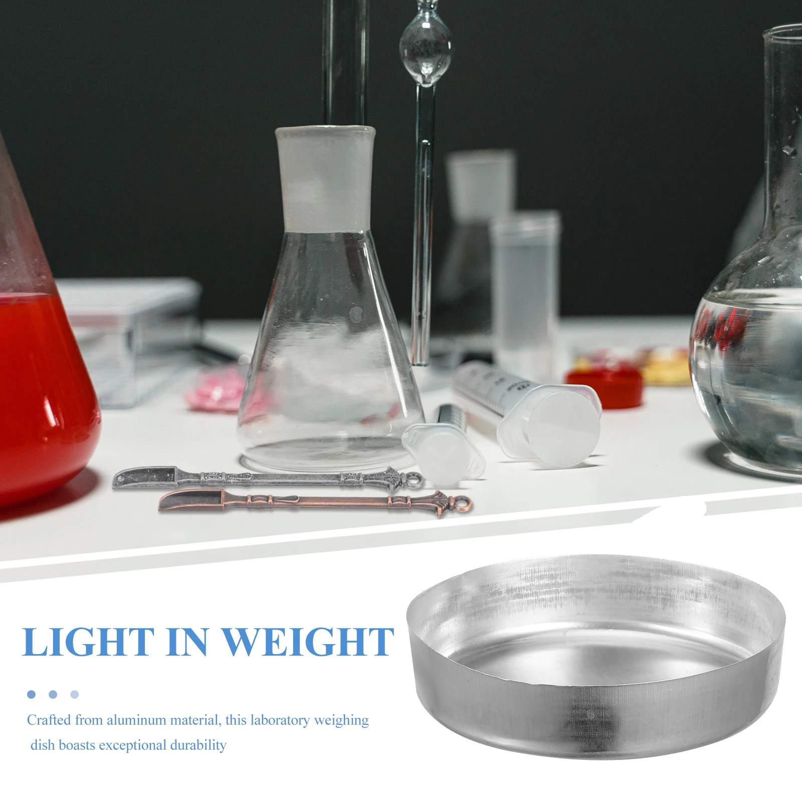 

10 Pcs Weighing Dish Lab Dishes Aluminum Chemistry Boats Medium Equipment Silver Measuring