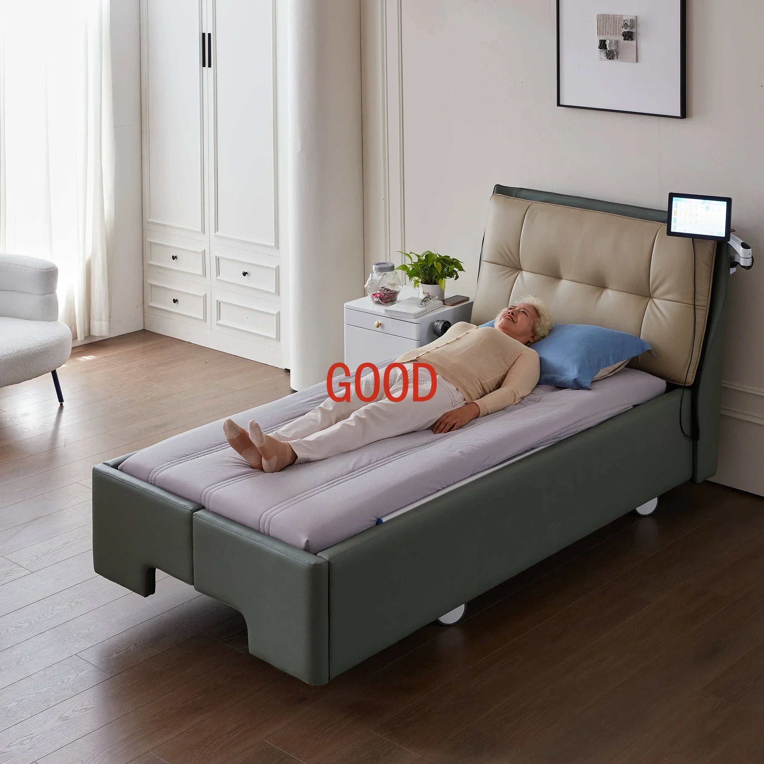 Cama de amamentação para idosos com sensor de umidade para limpeza automática de movimentos intestinales e ângulo de encosto ajustável