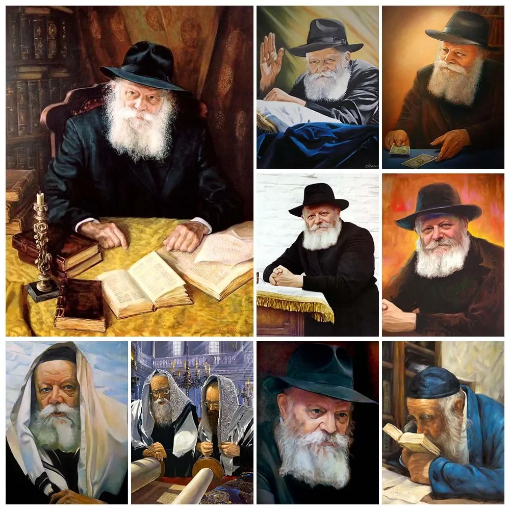 Jewish Rabbi Lubavitch Diamond Painting Kits Chabad Rebbe Torah Mosaic Portrait Art Cross Stitch Embroidery Home Decor Gift