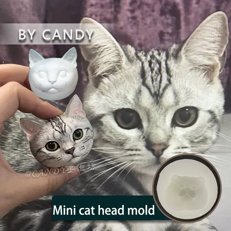 

American Shorthair Cat Avatar Gypsum Mold DIY Pet Cat Ornament Resin Silicone Animal Mold British Folding Ear Cat Head Mold