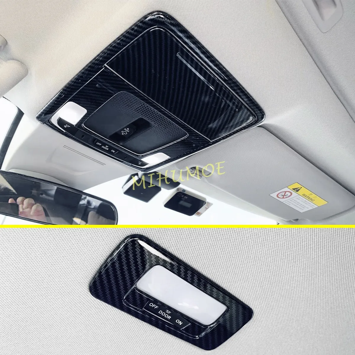 

For Honda Civic 11th 2022 2023 2024 2025 3Pcs Black Interior Front & Rear Roof Reading Light Covers Carbon Fiber