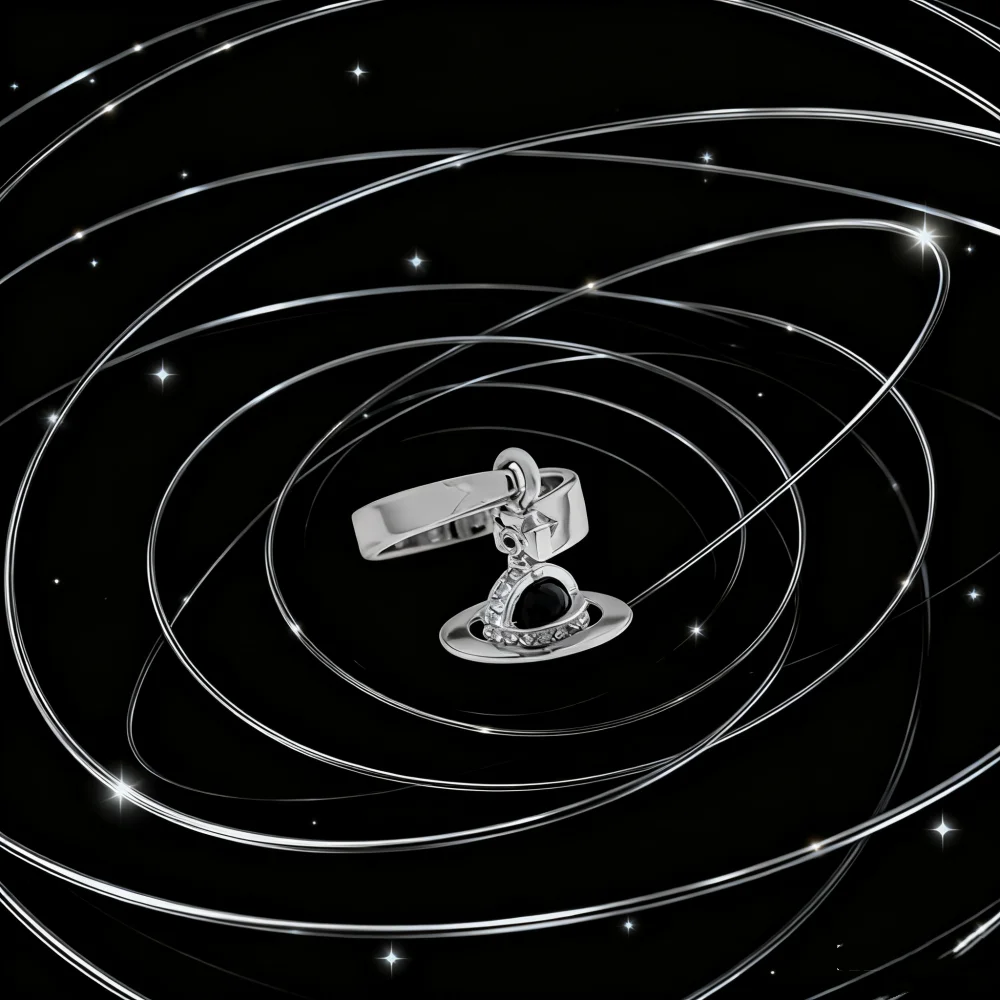2025 جديد S925 خاتم زحل ثلاثي الأبعاد من الفضة النقية مع نمط الشرير الأوروبي والأمريكي #1