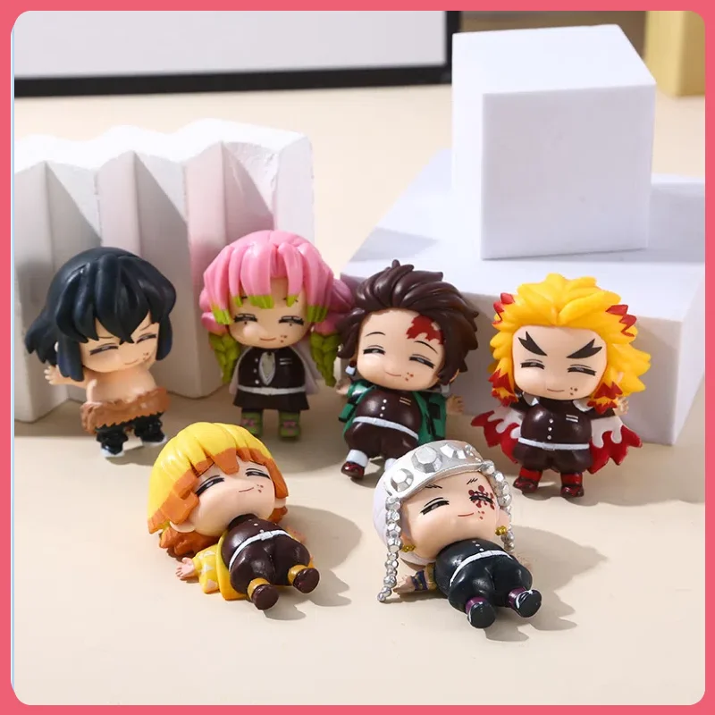 6 szt./zestaw Demon Slayer Mitsuri Kanroji Śliczne Figurki Model Zabawki 6,5 cm Pełne Jedzenie Akcja Kolekcjonerskie Figurki Anime dla Fanów