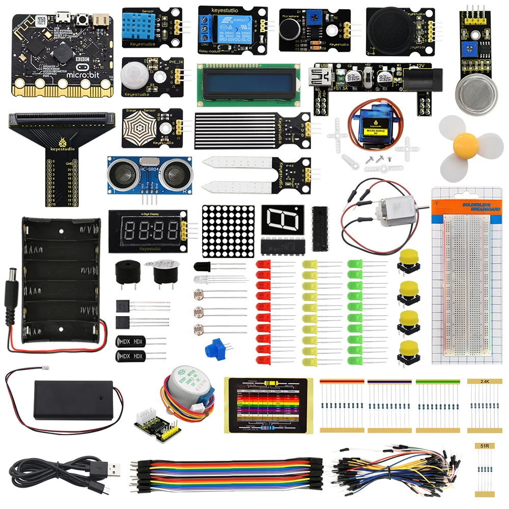 KEYESTUDIO Micro:Bit V2 Super Starter Kit for BBC Micro:bit STEM Projects Electronic Programming Kit for Kids Kit+43 Projects