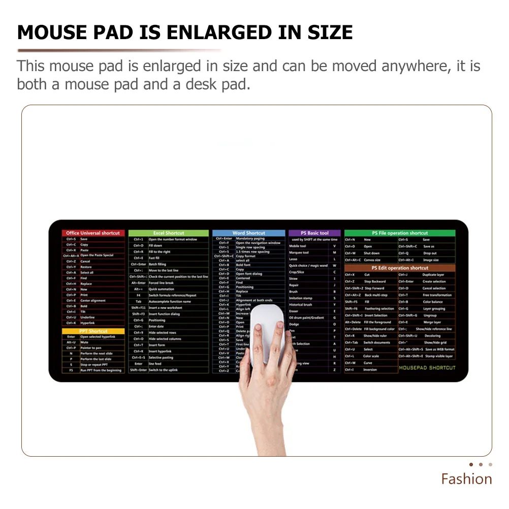 Pad Mouse Mat Desk Shortcut Mousepad Keyboard Gaming Large Slip Excel Office Anti Shortcuts English Mouses Computer Laptop Pads