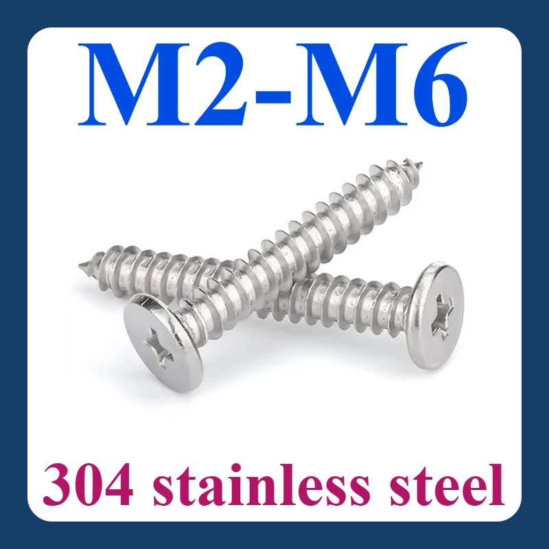 

M2-M6 304 stainless steel cross flat head self-tapping screws with ultra-thin countersunk heads