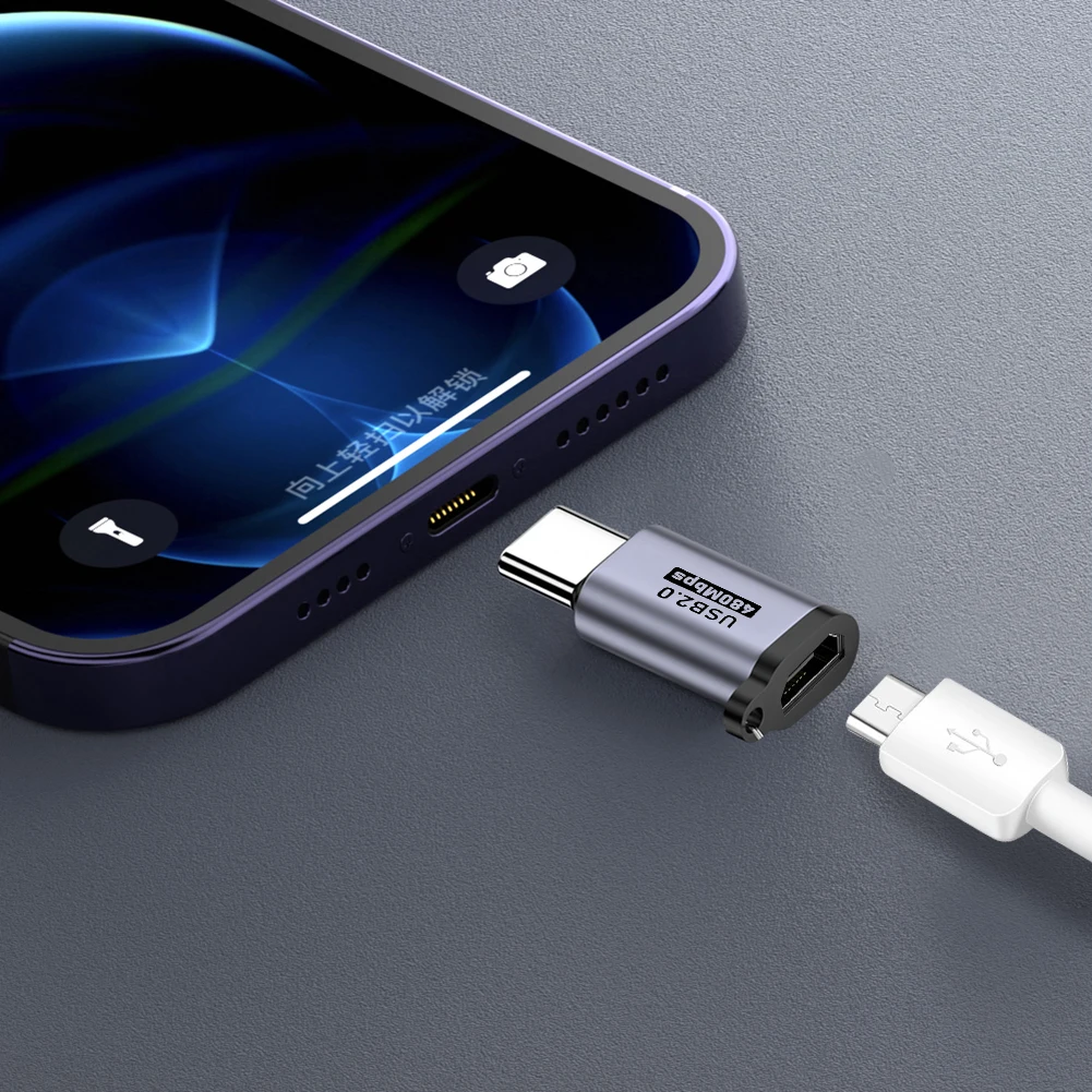 2 uds Micro USB hembra a Mini USB macho adaptador 480Mbps TypeC hembra a Mini USB macho convertidor 18W 5V 2A para teléfono/tableta/PC