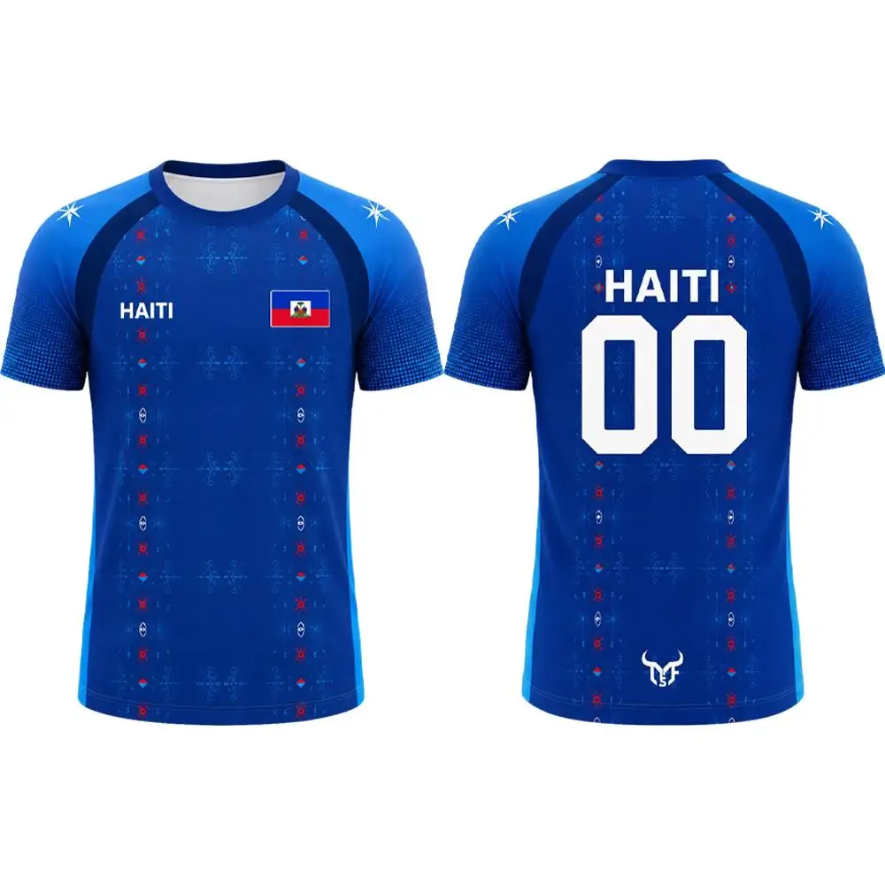 Haitian Flag 3D Print Quick Dry Football Jersey 2026 New Men's Sports Short Sleeve T-shirt Men's And Women's Casual Summer Tops