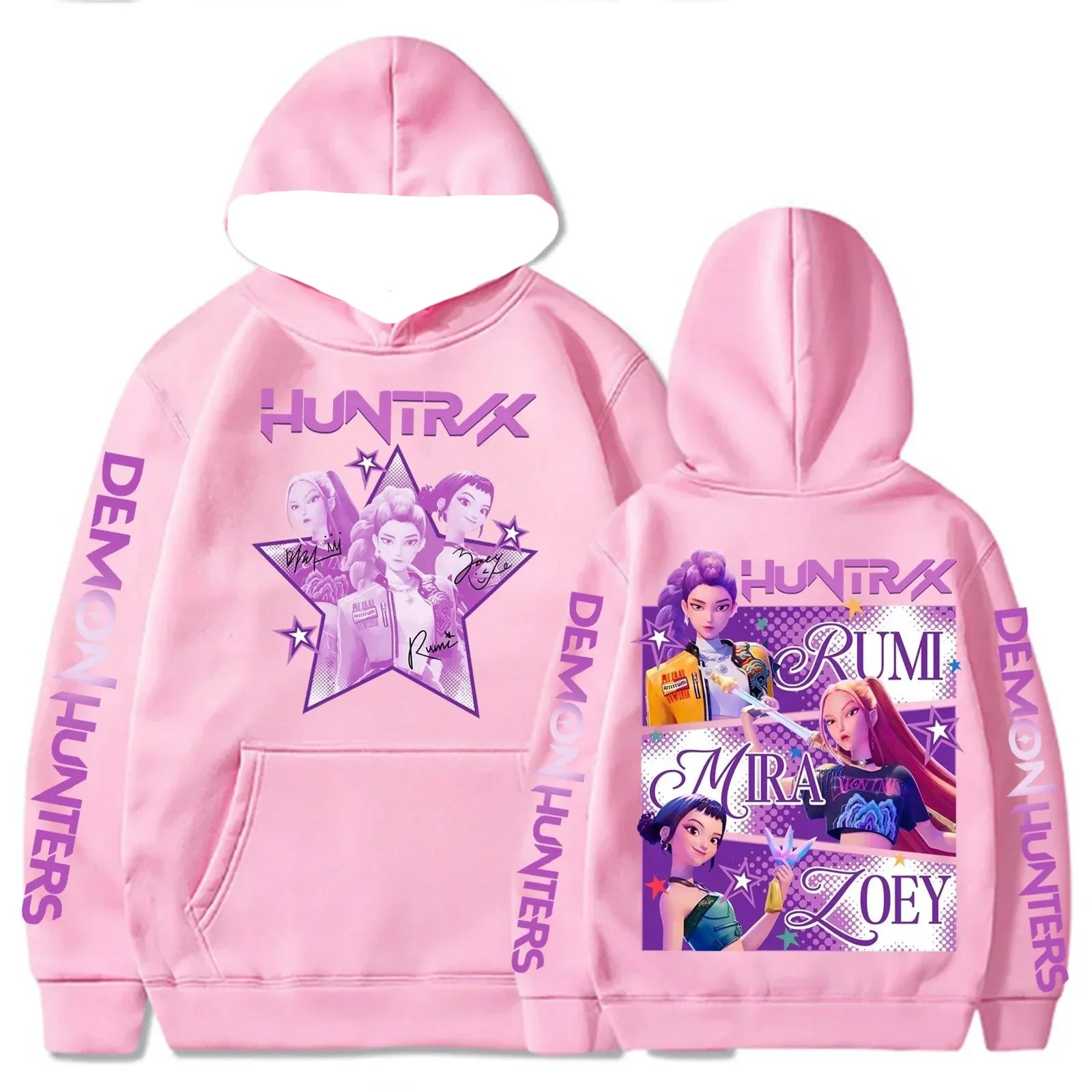 

Autumn and Winter Harajuku Kpop Demon Hunters Graphic Hoodie Mira Rumi Zoey Huntrix Hooded Pullover Fans Gift Casual Sweatshirt