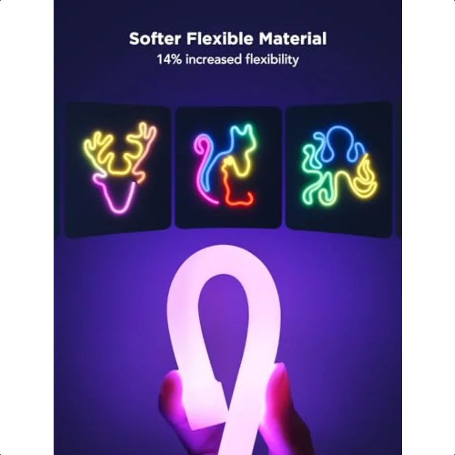 RGBIC-Neonlichter, LED-Smart-Neon-Lichtschlauch, 2, funktioniert mit Matter Alexa, Google Assistant, individuelle DIY-Neonstreifenlichter für Schlafzimmer