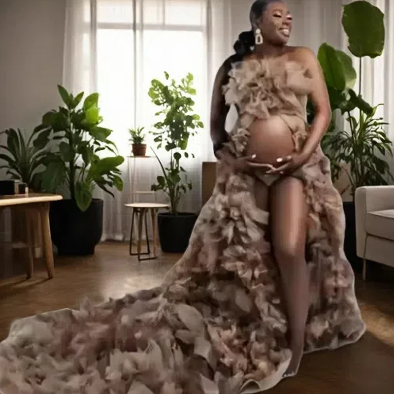 

Роскошные 3D-платья с цветочным узором для беременных для фотосессий NOVA MAMA (Vestidos Para Embarazadas Photographie De Vêtements De Maternité)