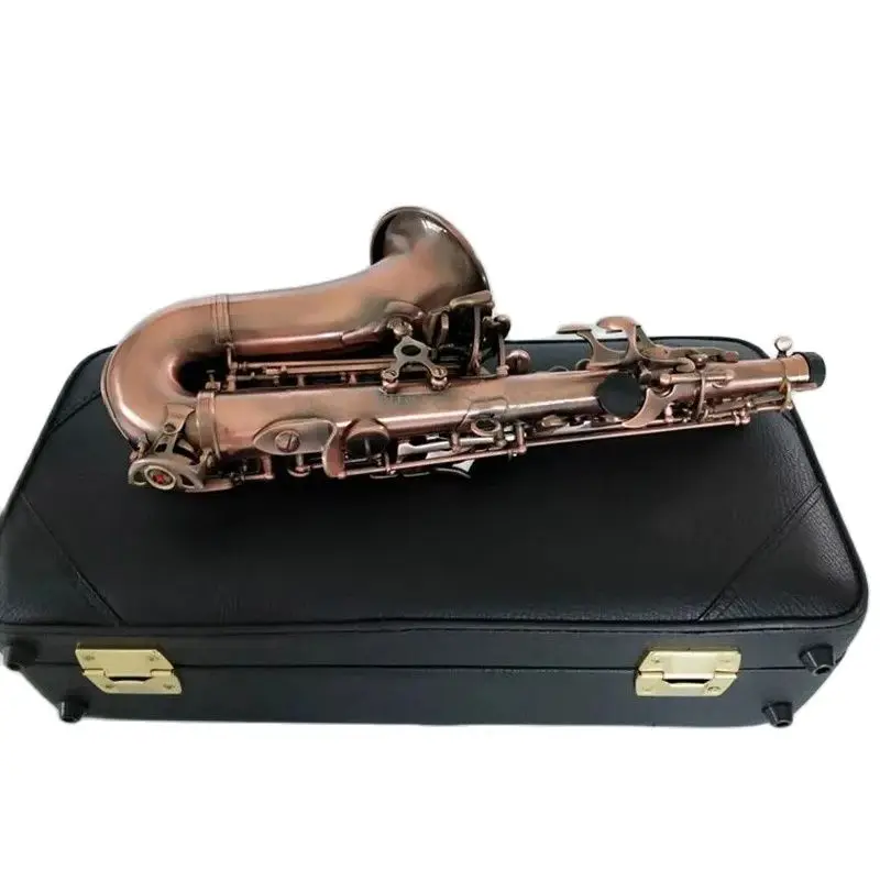 

New Soprano Curved sax Antique Copper Red Tom Saxophone S-991Bb Musical Instrument With mouthpiece accessories Gift