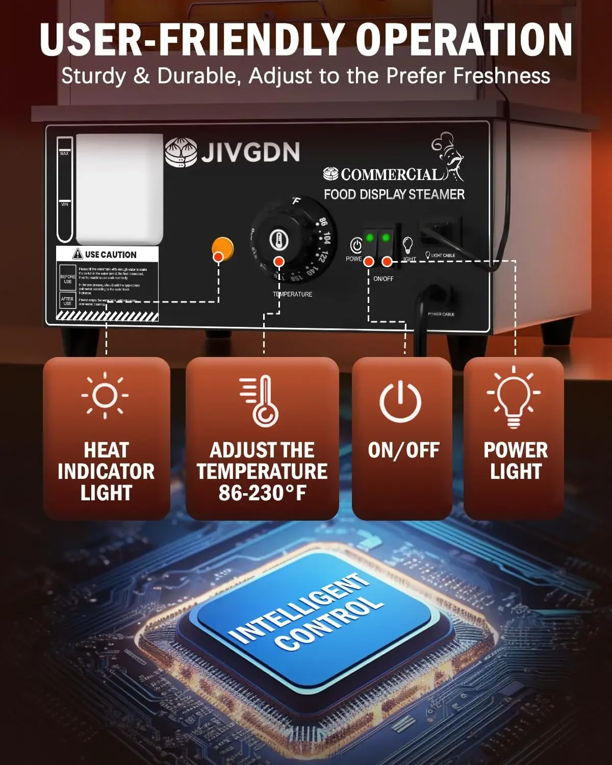 عرض باخرة الطعام التجارية - جهاز بخار كهربائي لـ Bao Buns Dumpling Hot Dog، سطح طعام تجاري من الفولاذ المقاوم للصدأ