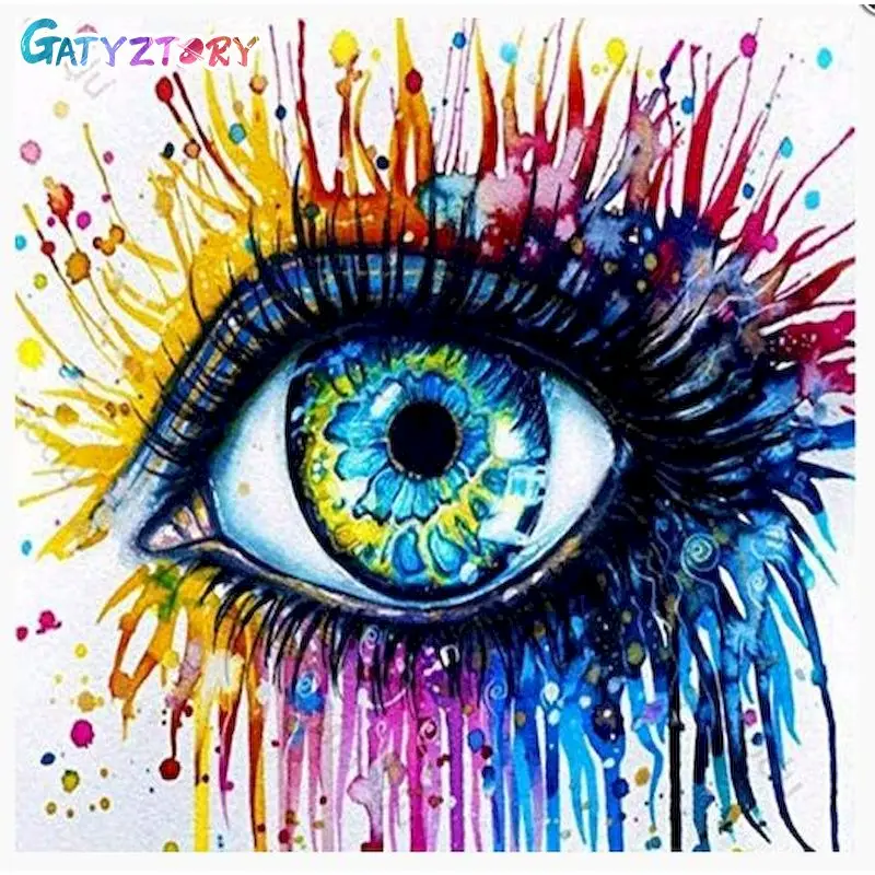 GATYZTORY Paint By Number Colorful Eyes Drawing On Canvas Hand Painted Painting Art Gift DIY Pictures By Numbers Kits Home Decor