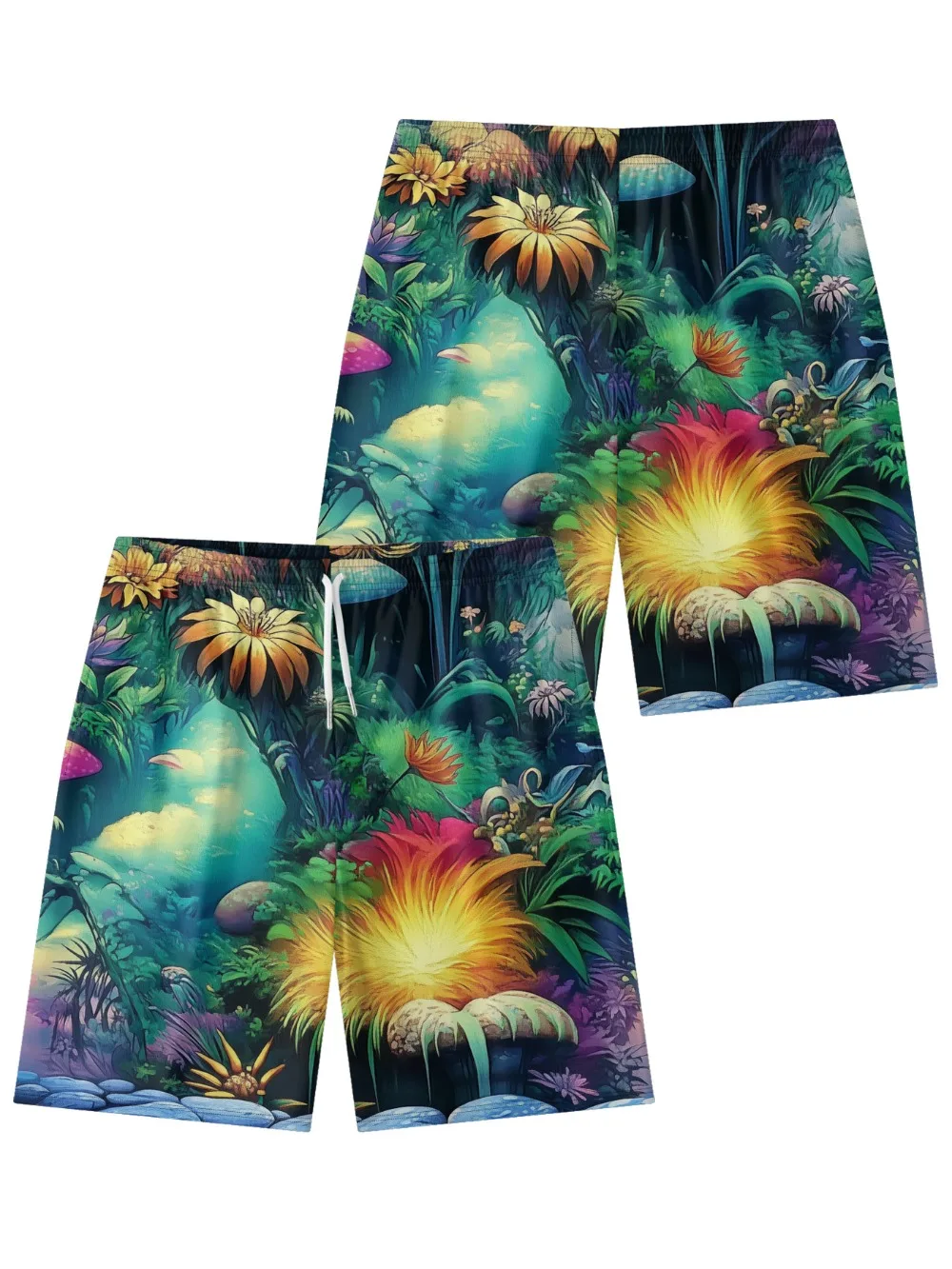 Enchanted Forest Printed Urban Travel Shorts Cool Chic Beachwear Mens Gym Streetwear Couple All-Match Plus Size Summer Essential