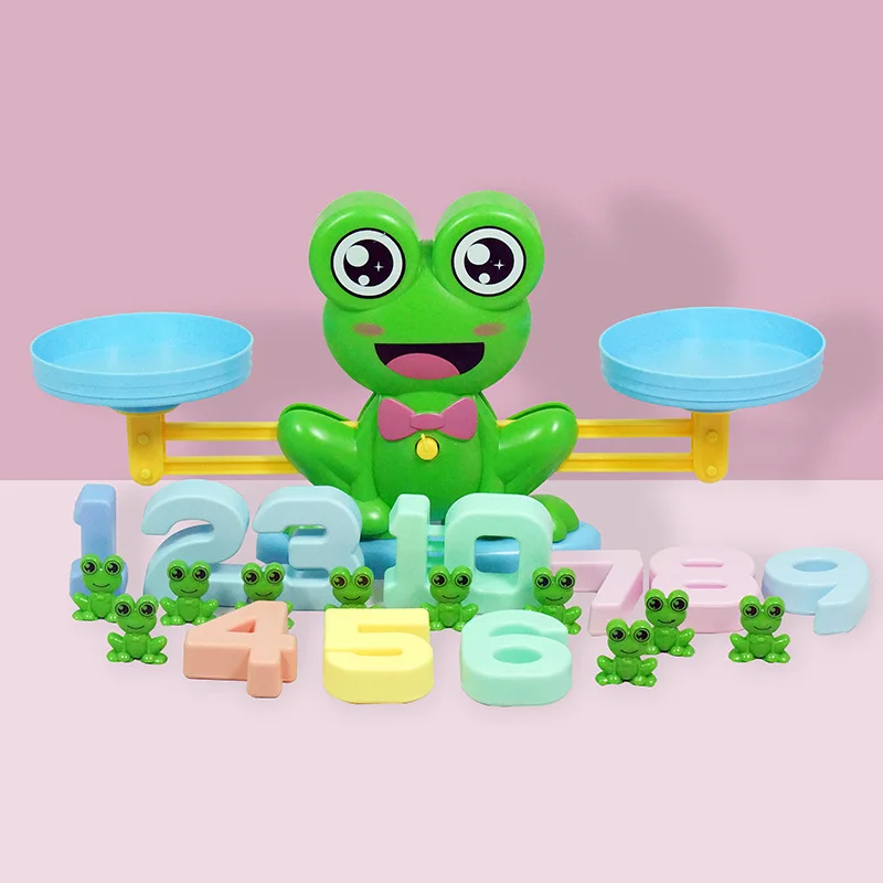 Montessori Math Match Game Frog Digital Balance Scale Toy Early Learning Balance Digital Addition Subtraction Math Toys