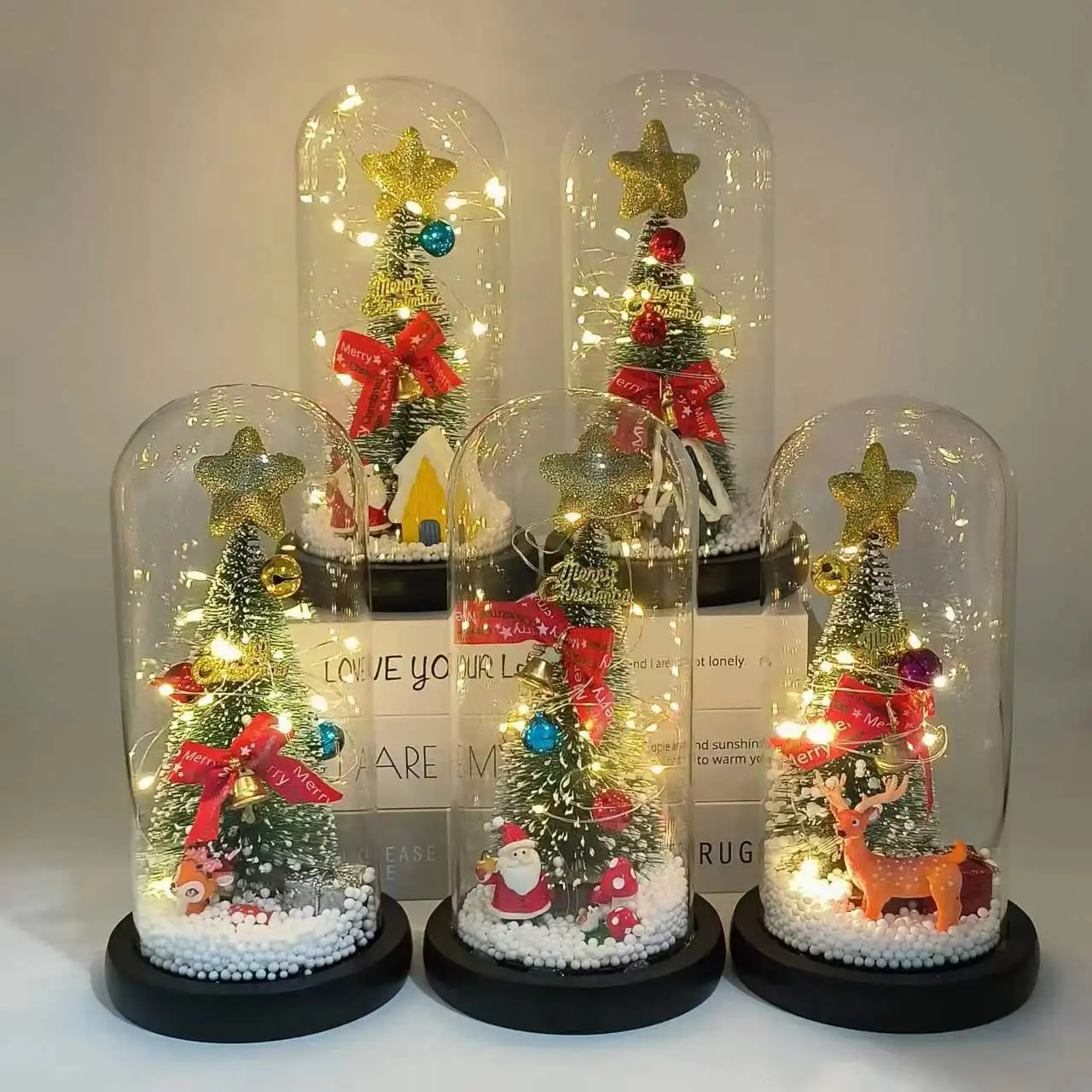 

Christmas Glass Cover Decoration Creative New Christmas Tree Decoration LED Light Gift Christmas Tree Santa Claus Decoration