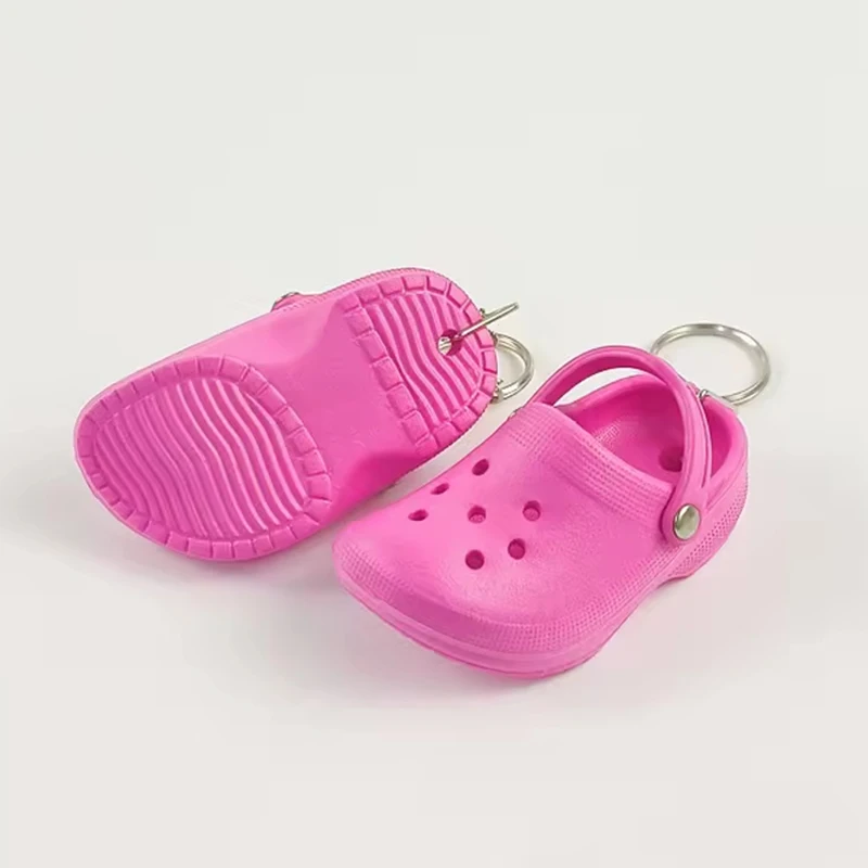 100Pcs Mini Clog Slipper Key Ring Multicolor 3D Simulation Sandal Charm Luggage Tag Backpack Decor Novelty Gift
