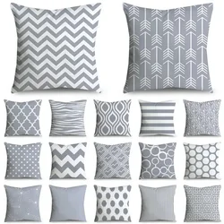 45 * 45Cm gray striped geometric seat cushion polyester pillowcase Cojines decoration Para sofa bedroom sofa decoration 40814